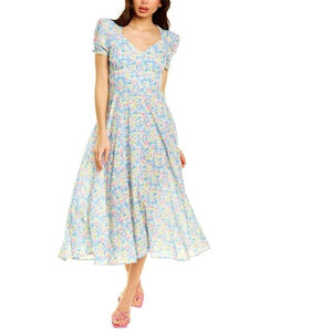 Loveshackfancy Hutchinson Floral Midi Dress - Cottagecore Retro Empire Waist - 4